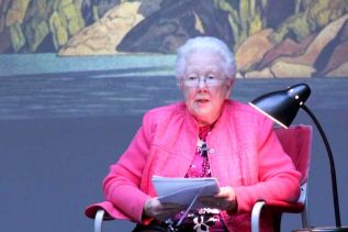 Margaret Hall, daughter of A.J. Casson, spoke at Bon Echo Provincial Park.